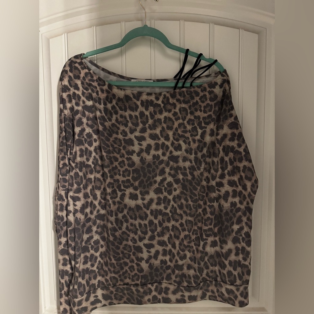 C Brand leopard print off-shoulder top
